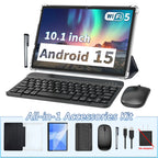 Android 15 Tablet Set with Keyboard, Case, Mouse, Stylus, Screen Protector, 6GB+128GB ROM，5G WiFi