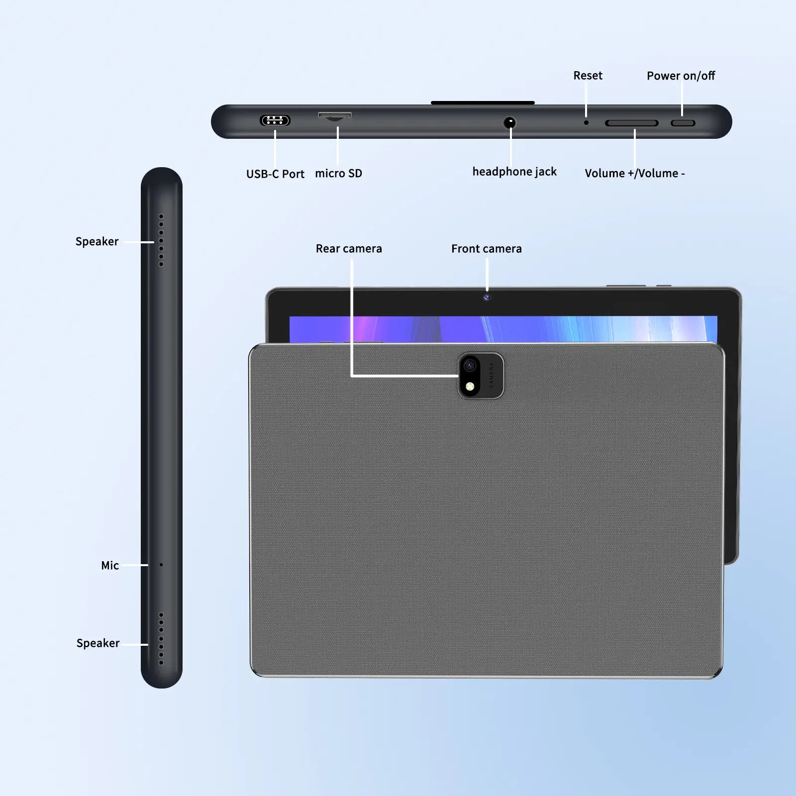 Android 15 Tablet Set with Keyboard, Case, Mouse, Stylus, Screen Protector, 6GB+128GB ROM，5G WiFi